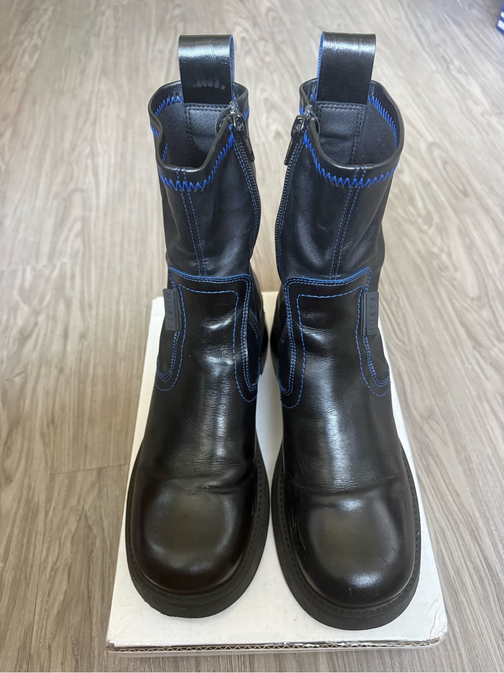 E8 by Miista Oliana in Raven - Black Blue Leather Boots – EU 39 - Picture 8 of 11